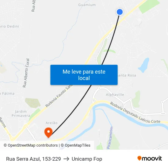 Rua Serra Azul, 153-229 to Unicamp Fop map