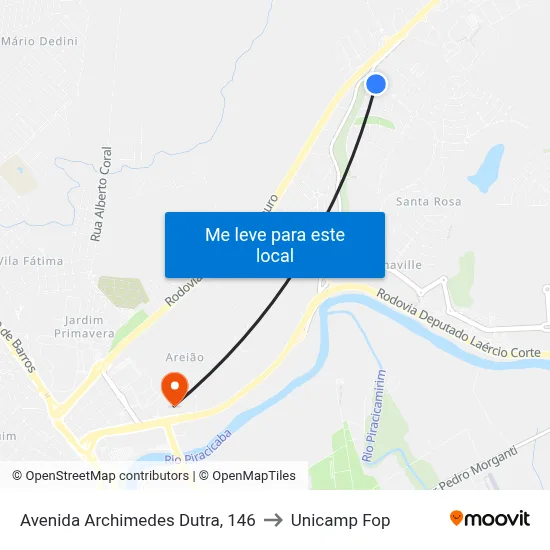 Avenida Archimedes Dutra, 146 to Unicamp Fop map