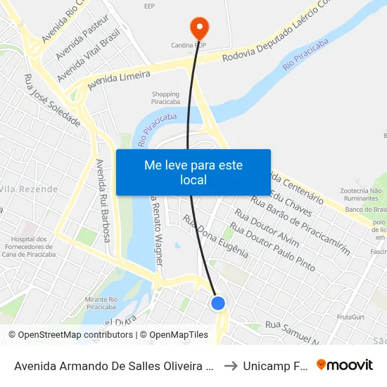 Avenida Armando De Salles Oliveira 386 to Unicamp Fop map