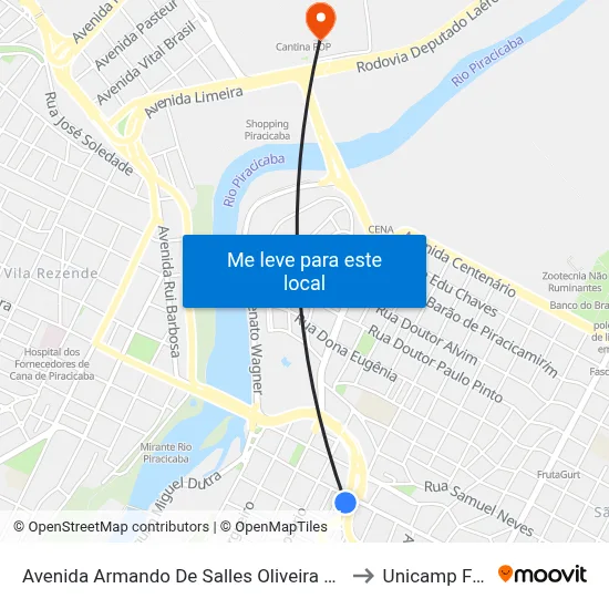 Avenida Armando De Salles Oliveira 600 to Unicamp Fop map