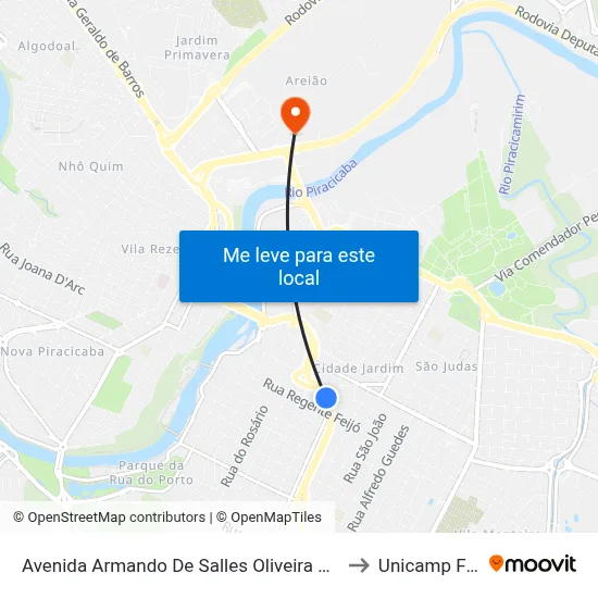 Avenida Armando De Salles Oliveira 1127 to Unicamp Fop map