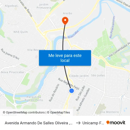 Avenida Armando De Salles Oliveira  ,1418 to Unicamp Fop map