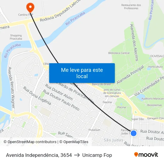 Avenida Independência, 3654 to Unicamp Fop map