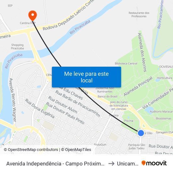 Avenida Independência - Campo Próximo A Igreja São Judas to Unicamp Fop map
