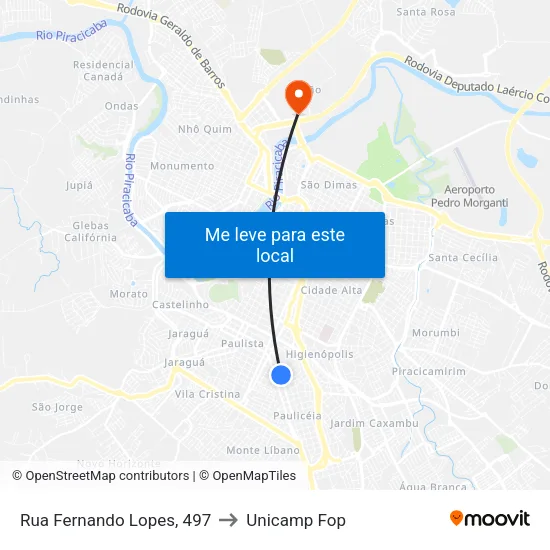 Rua Fernando Lopes, 497 to Unicamp Fop map