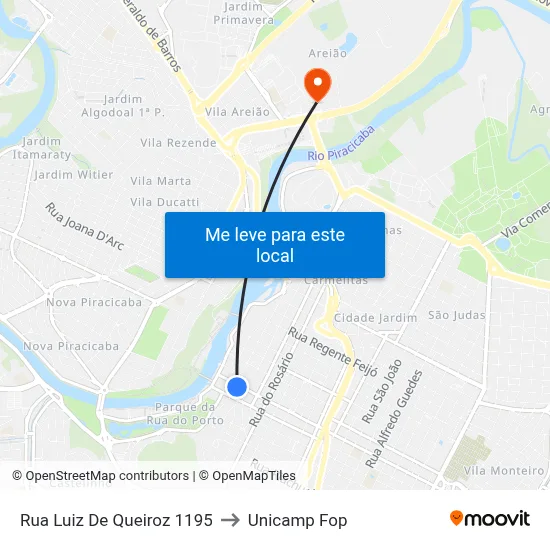 Rua Luiz De Queiroz 1195 to Unicamp Fop map
