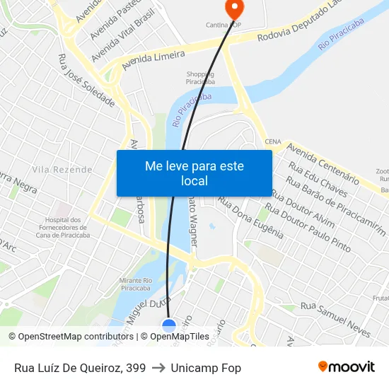 Rua Luíz De Queiroz, 399 to Unicamp Fop map