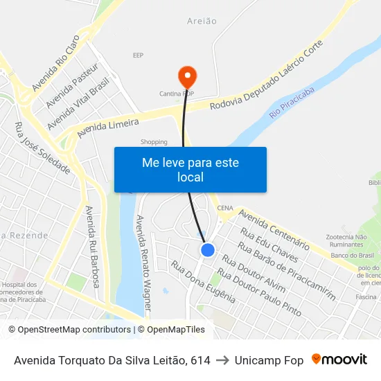 Avenida Torquato Da Silva Leitão, 614 to Unicamp Fop map
