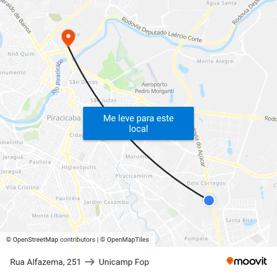 Rua Alfazema, 251 to Unicamp Fop map
