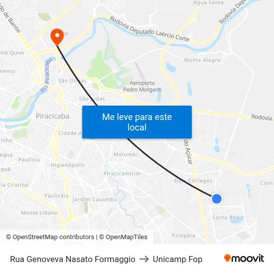 Rua Genoveva Nasato Formaggio to Unicamp Fop map