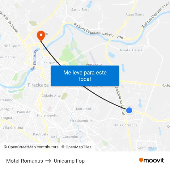 Motel Romanus to Unicamp Fop map