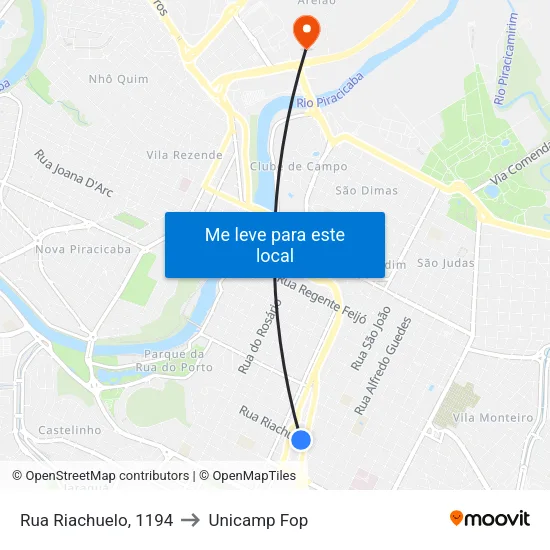 Rua Riachuelo, 1194 to Unicamp Fop map