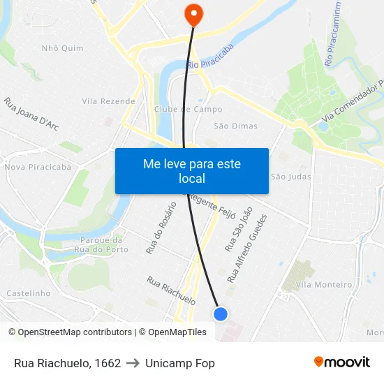Rua Riachuelo, 1662 to Unicamp Fop map