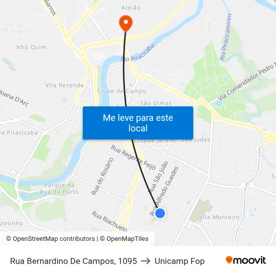 Rua Bernardino De Campos, 1095 to Unicamp Fop map