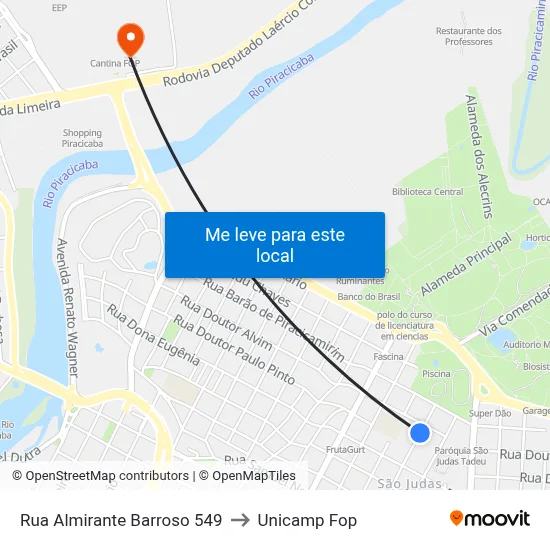 Rua Almirante Barroso 549 to Unicamp Fop map