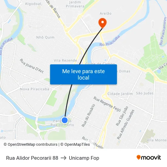 Rua Alidor Pecorarii 88 to Unicamp Fop map