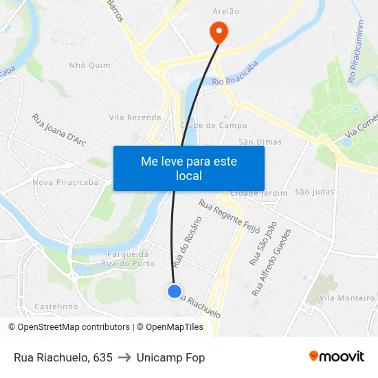 Rua Riachuelo, 635 to Unicamp Fop map