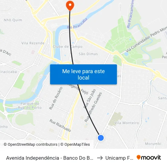 Avenida Independência - Banco Do Brasil to Unicamp Fop map