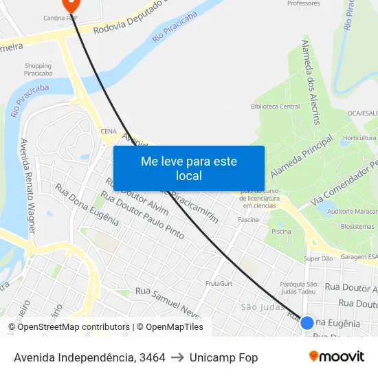 Avenida Independência, 3464 to Unicamp Fop map