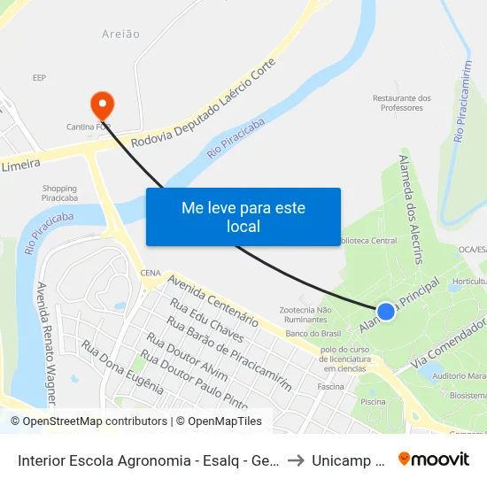 Interior Escola Agronomia - Esalq - Genética to Unicamp Fop map