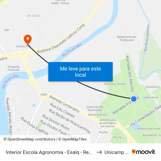Interior Escola Agronomia - Esalq - Restaurante to Unicamp Fop map