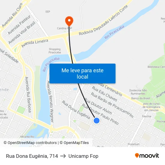 Rua Dona Eugênia, 714 to Unicamp Fop map