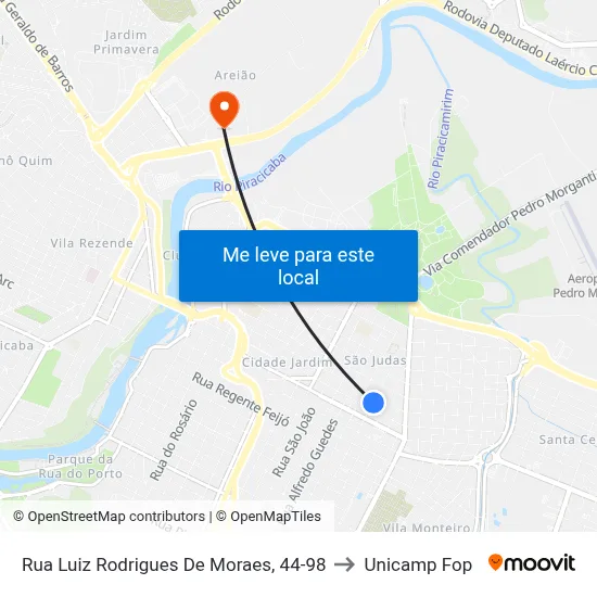 Rua Luiz Rodrigues De Moraes, 44-98 to Unicamp Fop map