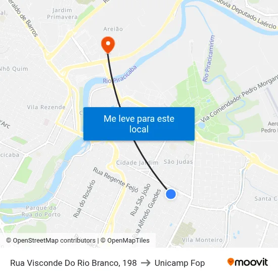 Rua Visconde Do Rio Branco, 198 to Unicamp Fop map