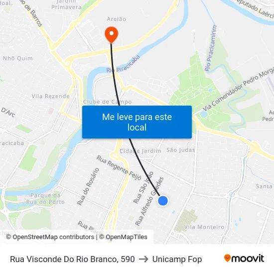 Rua Visconde Do Rio Branco, 590 to Unicamp Fop map