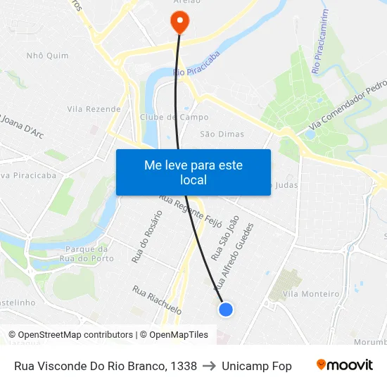 Rua Visconde Do Rio Branco, 1338 to Unicamp Fop map