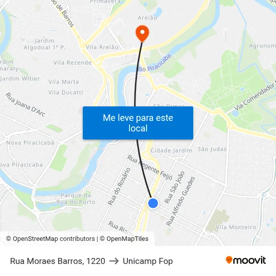 Rua Moraes Barros, 1220 to Unicamp Fop map