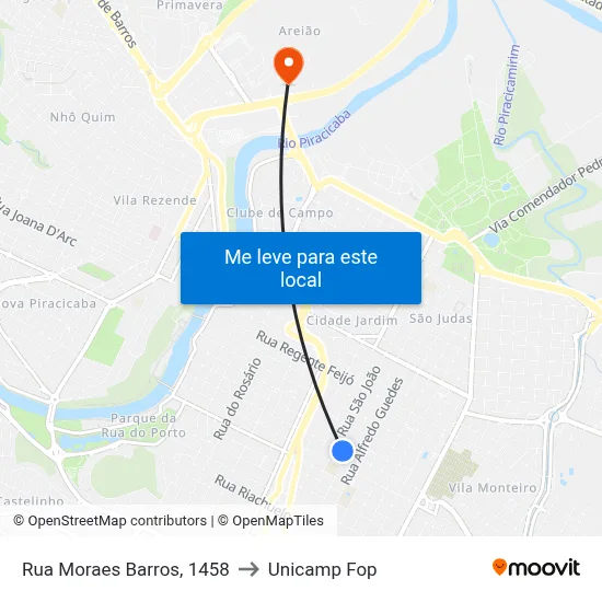 Rua Moraes Barros, 1458 to Unicamp Fop map