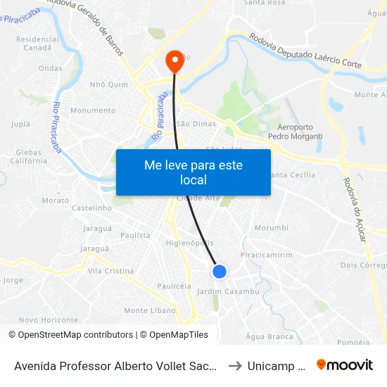 Avenida Professor Alberto Vollet Sachs 499 to Unicamp Fop map