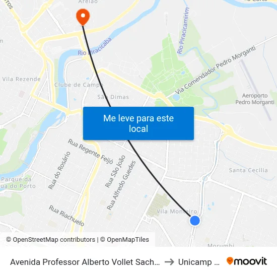 Avenida Professor Alberto Vollet Sachs 2450 to Unicamp Fop map