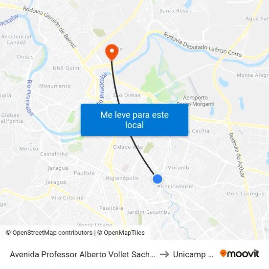 Avenida Professor Alberto Vollet Sachs 1181 to Unicamp Fop map