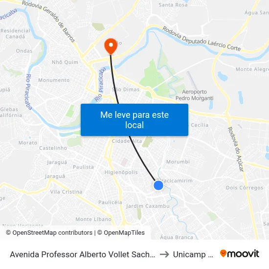 Avenida Professor Alberto Vollet Sachs 1199 to Unicamp Fop map