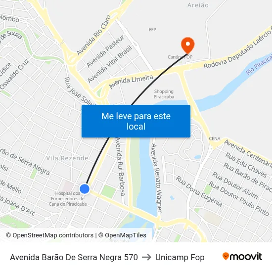 Avenida Barão De Serra Negra 570 to Unicamp Fop map