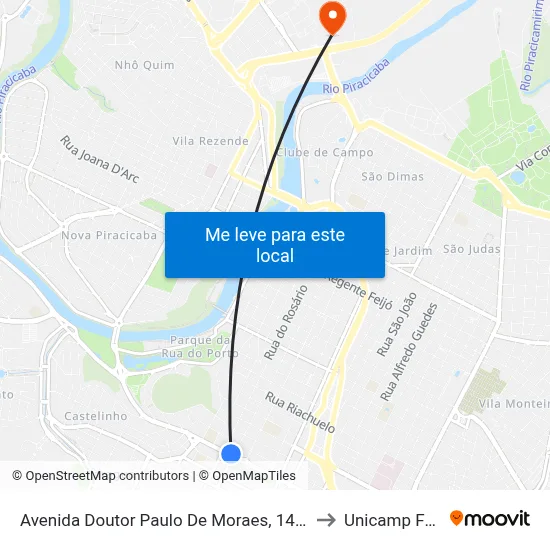 Avenida Doutor Paulo De Moraes, 1433 to Unicamp Fop map