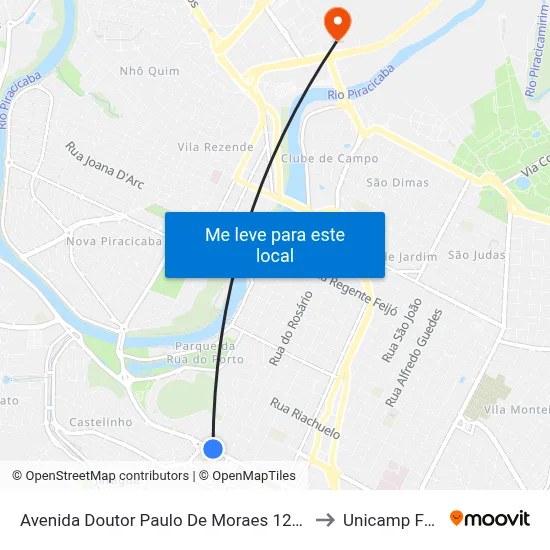 Avenida Doutor Paulo De Moraes 1226 to Unicamp Fop map