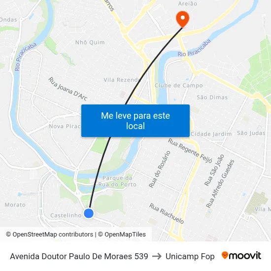 Avenida Doutor Paulo De Moraes 539 to Unicamp Fop map
