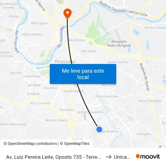 Av. Luiz Pereira Leite, Oposto 735 - Terreno Em Frente Ao Barracão to Unicamp Fop map
