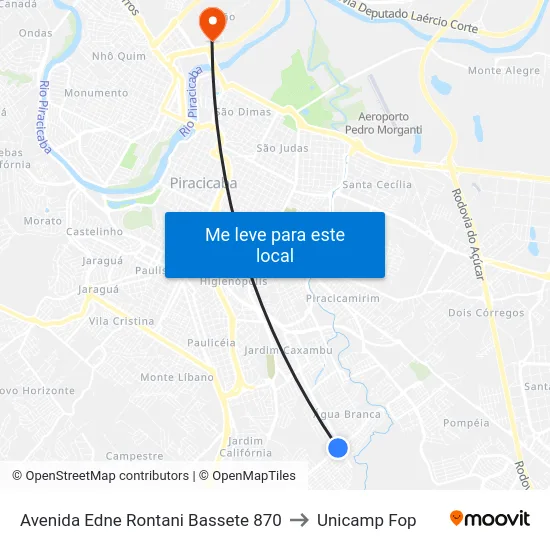 Avenida Edne Rontani Bassete 870 to Unicamp Fop map