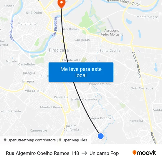 Rua Algemiro Coelho Ramos 148 to Unicamp Fop map
