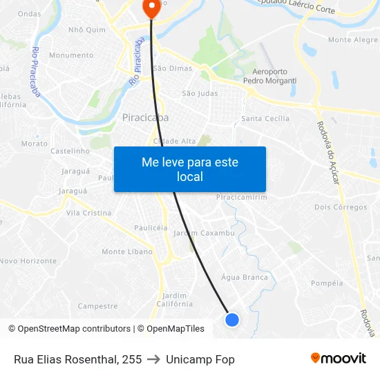 Rua Elias Rosenthal, 255 to Unicamp Fop map