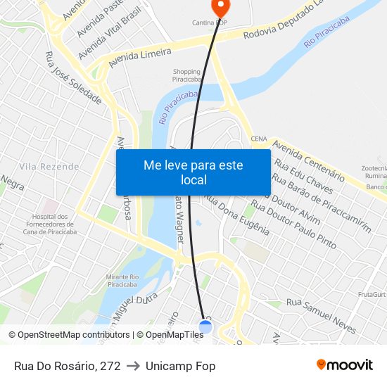 Rua Do Rosário, 272 to Unicamp Fop map