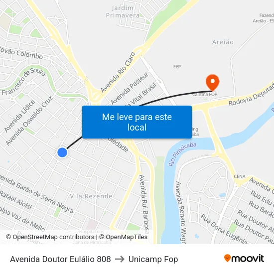 Avenida Doutor Eulálio 808 to Unicamp Fop map