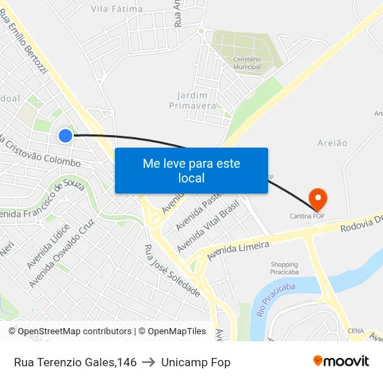 Rua Terenzio Gales,146 to Unicamp Fop map