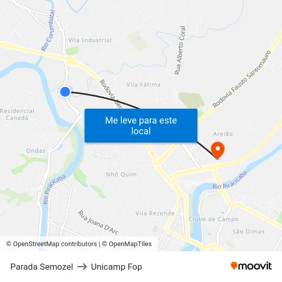 Parada Semozel to Unicamp Fop map