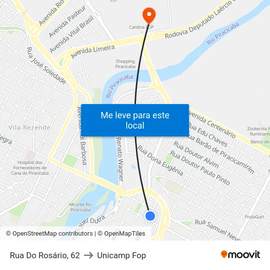 Rua Do Rosário, 62 to Unicamp Fop map