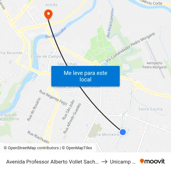 Avenida Professor Alberto Vollet Sachs 2300 to Unicamp Fop map